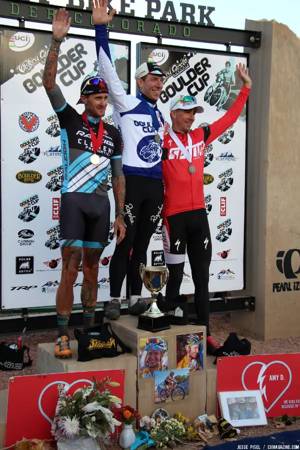 Men\'s podium at the Boulder Cup. © Jesse Pisel