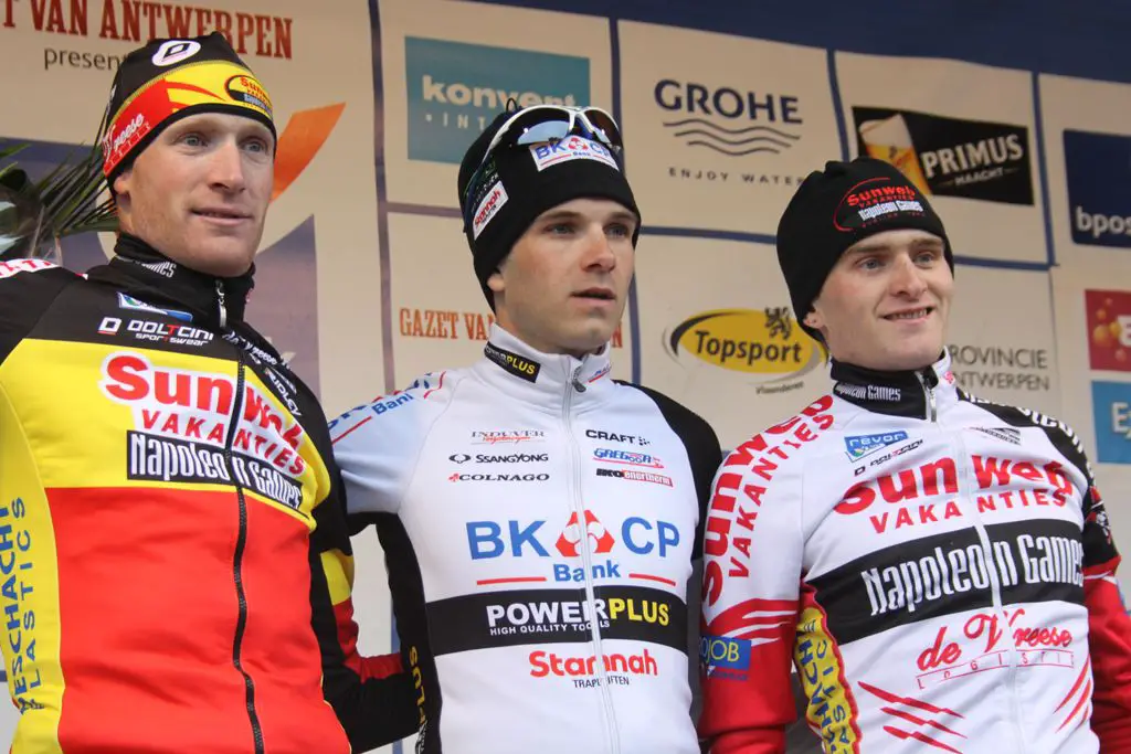 The Podium: Niels Albert, Klaas Vantornout, and Jim Aernouts © Bart Hazen