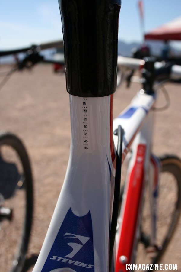 A graduated size chart on the seat mast makes it easy to set the seat height.  © Cyclocross Magazine