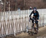 Kathy Savari heading for the top of the podium.  ©Brian Nelson