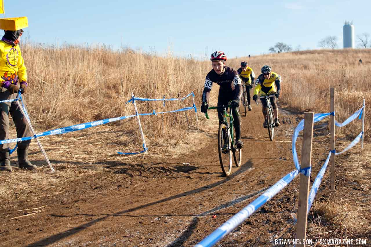 Approaching the greasy right-hander into the barriers. ©Brian Nelson