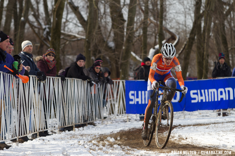 Mathieu van der Poel takes an early lead at the Elite World Championships of Cyclocross 2013. © Brian Nelson