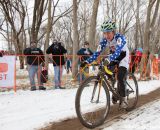 Amy Dombroski rolls solo at the Elite World Championships of Cyclocross 2013. © Brian Nelson