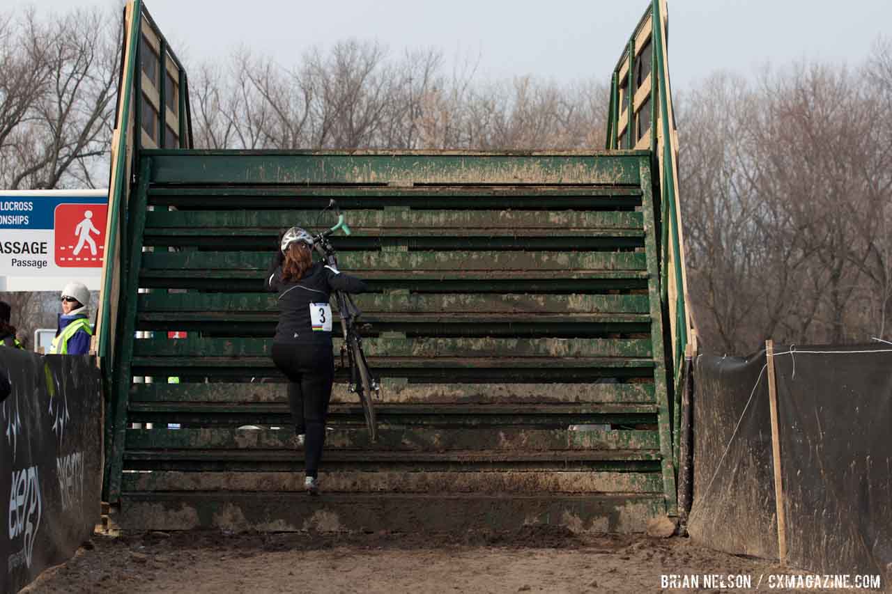 Sue Semaszczuk charging the stairs. ©Brian Nelson