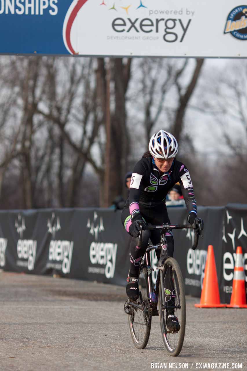Rebecca Gross winning the first championship race of the day. ©Brian Nelson