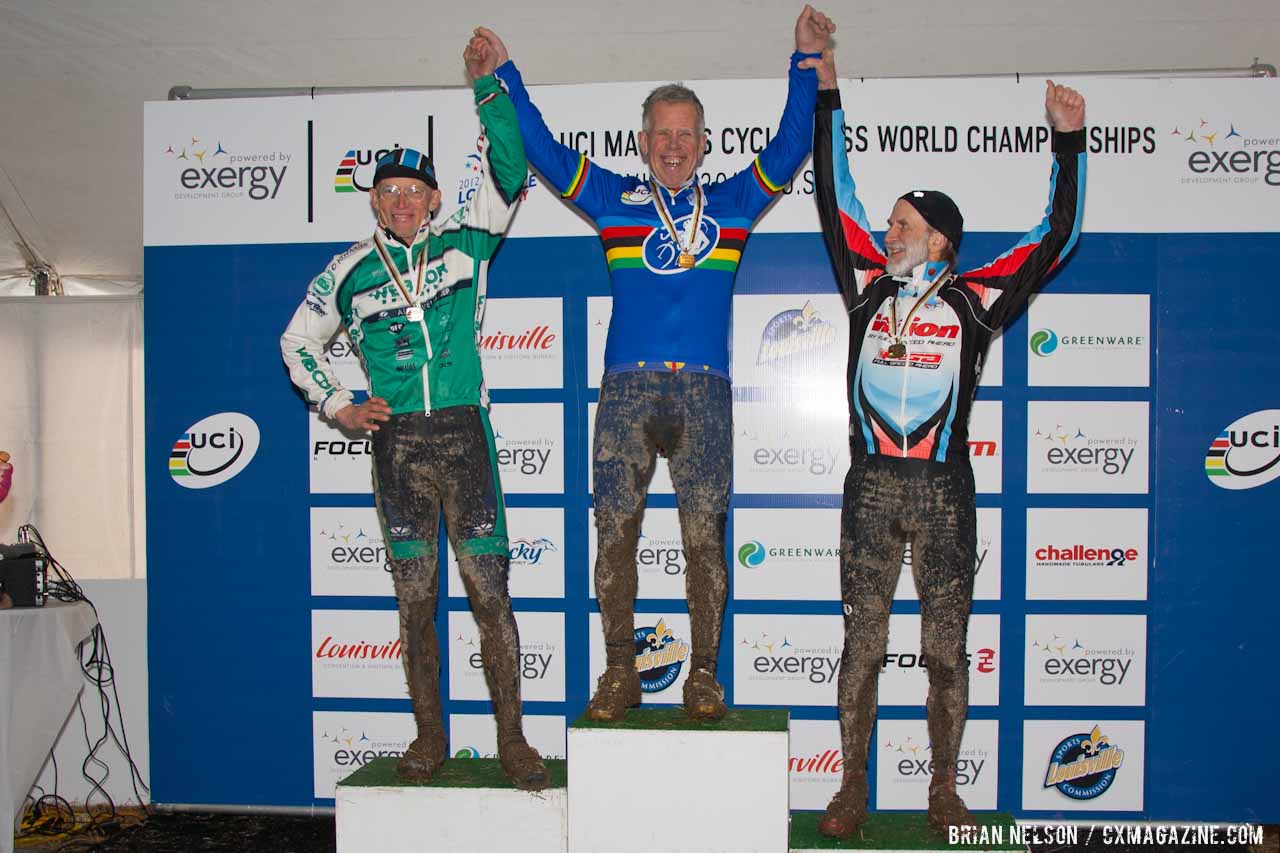 Elgart, Barnett and Wagner on the podium (65-69).  Â©Brian Nelson