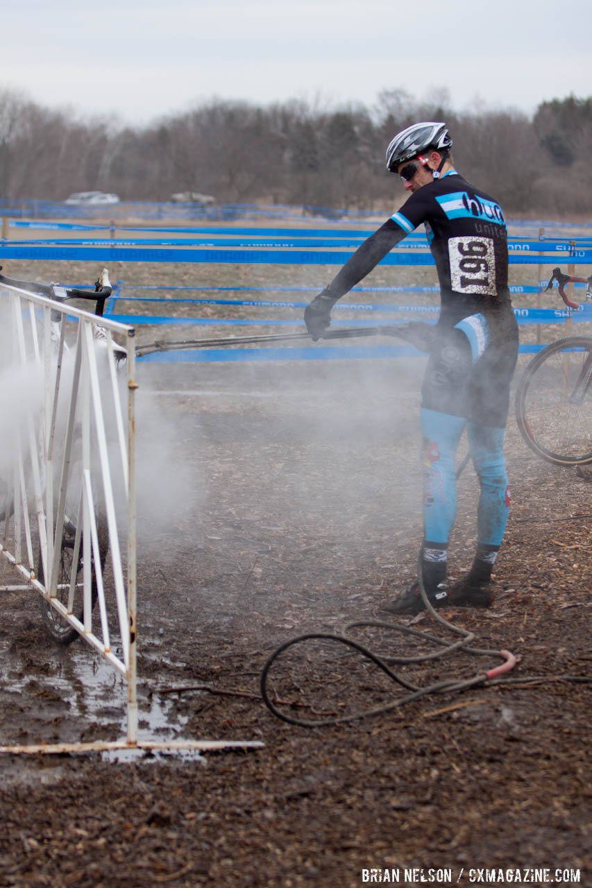 Cleaning bikes was necessary today. ©Brian Nelson