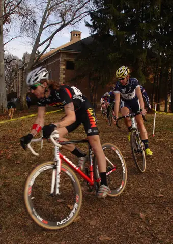 Elite riders race past the office complex ? Darren Reno, TrueSport.com