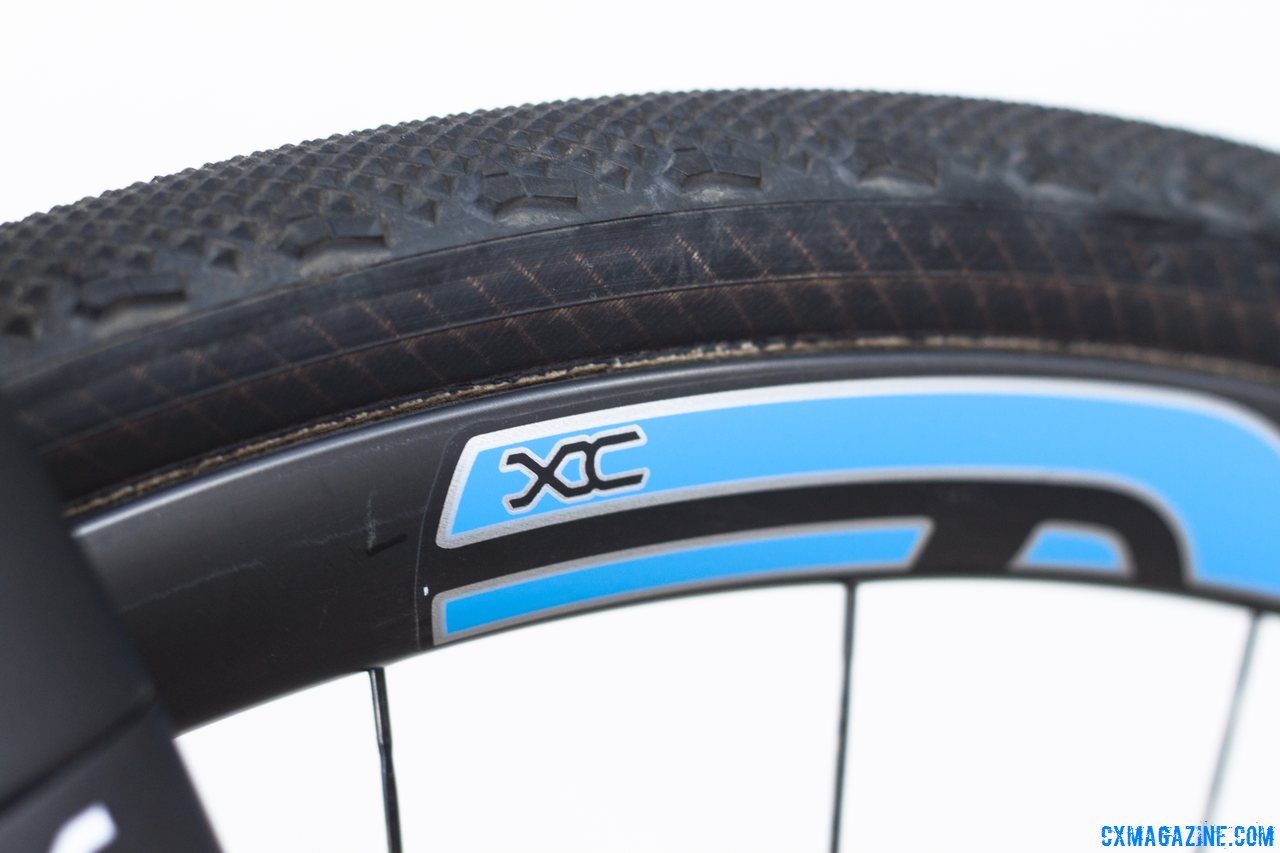 We rode Calfee Design\'s Manta CX Prototype on these ENVE XC 29er tubular rims and Clement LAS tubular tires. The wider, shallow rim provides a stable ride and a huge gluing surface. © Cyclocross Magazine