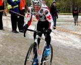 Evan Guthrie on a tricky section of frozen ground on his way to U23 victory.