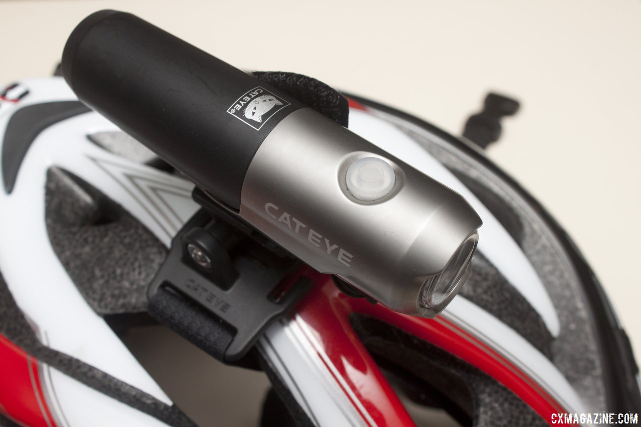 CatEye Volt 300 LED single beam bike headlight mounts well to most helmets. © Cyclocross Magazine