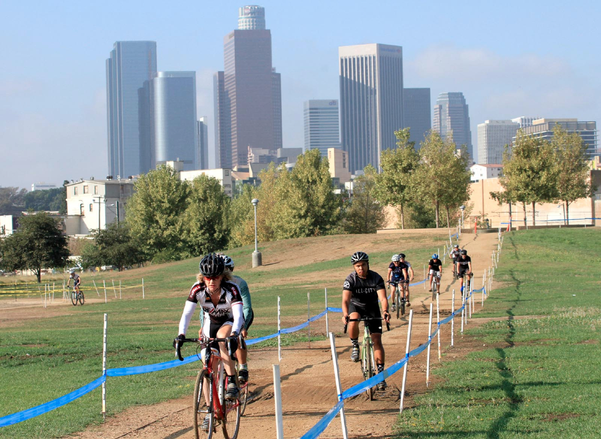 The Los Angeles State Historic Park was formerly the main rail hub for the city of Los Angeles. Now it’s being railed around on cyclocross bikes. It was a record-breaking day for the SoCalCross Series in terms of rider entries (for the second weekend in a row). Total count: 558.© Phil Beckman/PB Creative