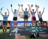 Top five in Women’s A, from left to right: McKenzie Melcher (The Team), Hannah Rae Finchamp (Cynergy), Carolin Shiff (SDG/Felt p/b IRT), Amanda Schaper (Ritte CX Team) and Rebecca Siegal (SoCalCross).© Phil Beckman/PB Creative