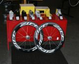 Plenty of eye candy for cyclists with interests in the various disciplines: Description: Zipp track wheels await a customer ©Kenton Berg Plenty of eye candy for cyclists with interests in the various disciplines: Description: Zipp track wheels await a customer ©Kenton Berg