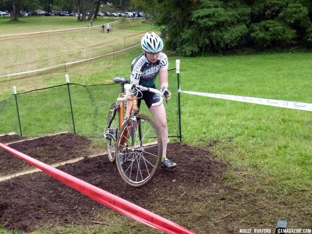 Rebecca Frederick on the stairs.  © Cyclocross Magazine