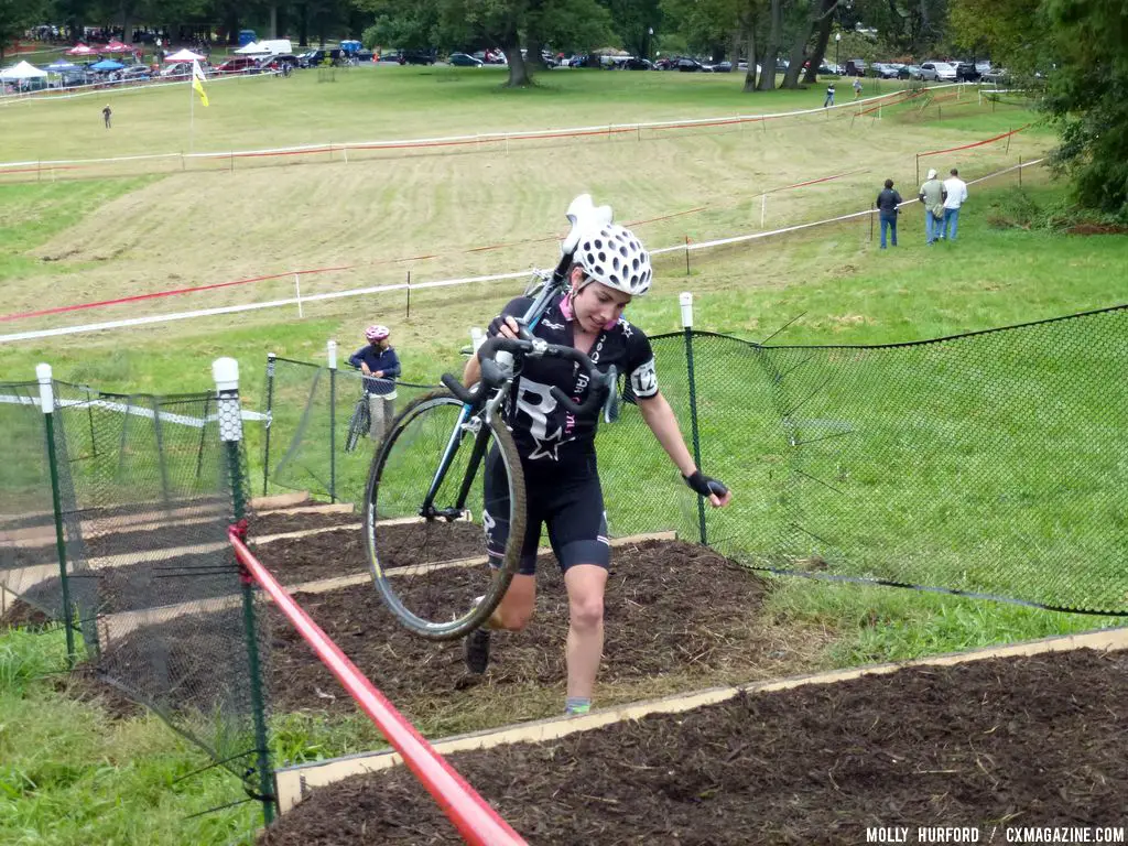 Molly Hurford on the stairs.  © Cyclocross Magazine