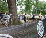 Running around the tree barriers.  © Cyclocross Magazine