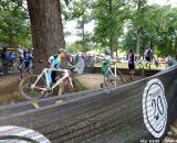 Running around the tree barriers.  © Cyclocross Magazine