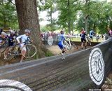 Running around the tree barriers.  © Cyclocross Magazine