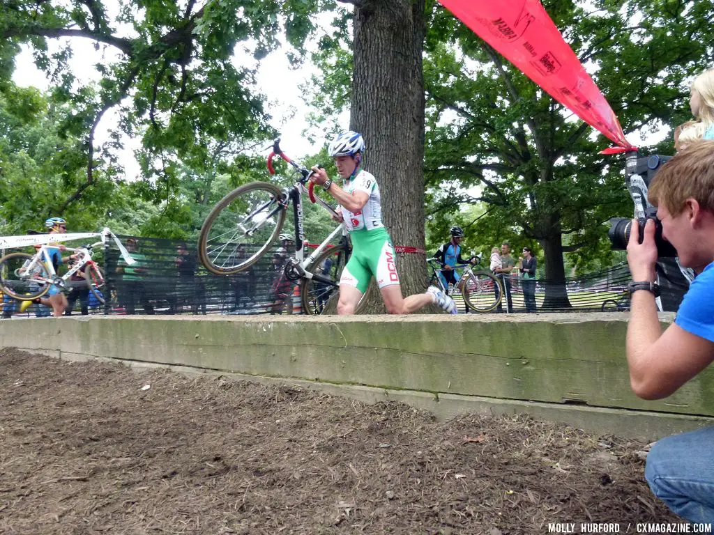 Tim Van Nuffel takes the natural barriers. © Cyclocross Magazine