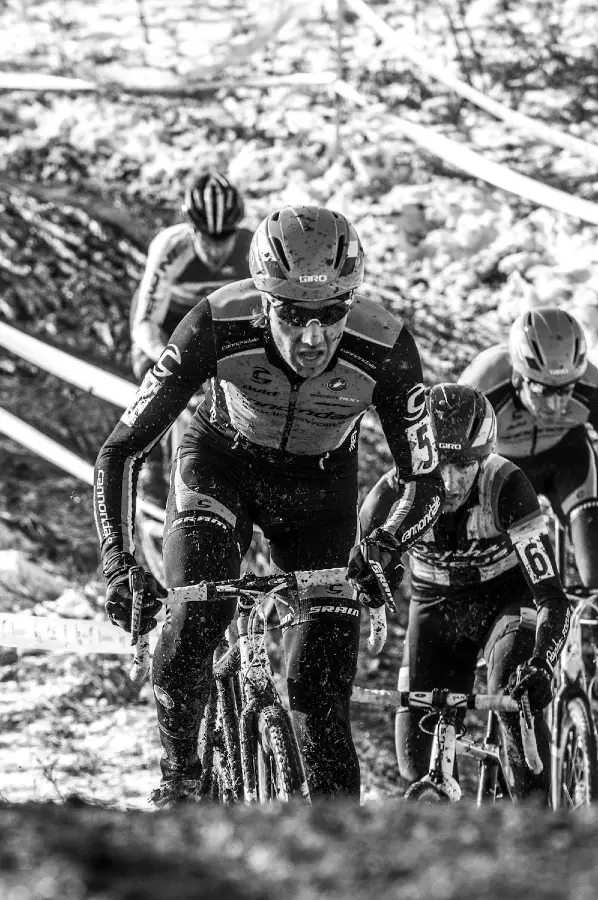 Jamey Driscoll powers through at the 2013 Cyclocross National Championships. © Chris Schmidt