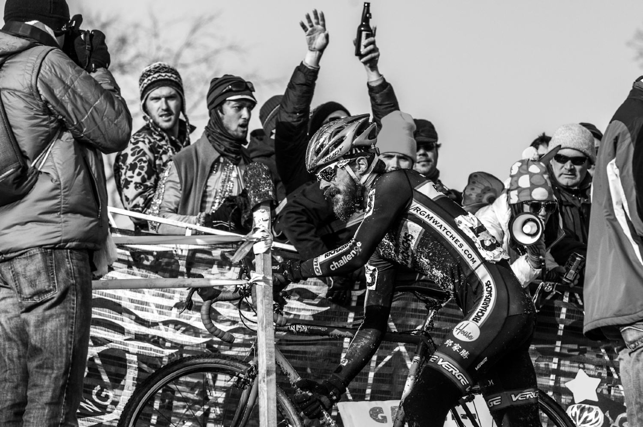 Crowd favorite Dan Timmerman at the 2013 Cyclocross National Championships. © Chris Schmidt