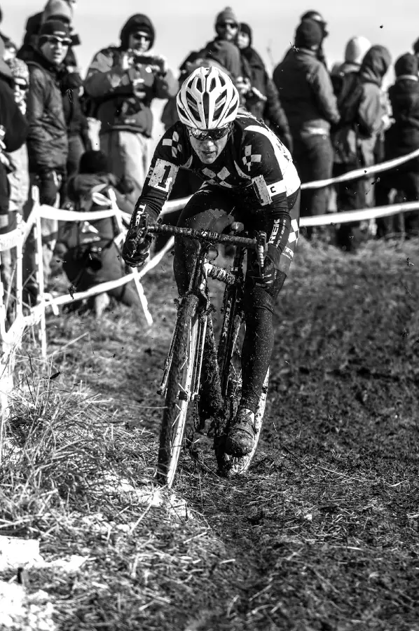 Katie Compton opens a gap at the 2013 Cyclocross National Championships. © Chris Schmidt