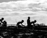 Riders silhouetted as the sun went down at the 2013 Cyclocross National Championships. © Chris Schmidt