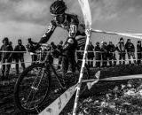 Taking a corner fast at the 2013 Cyclocross National Championships. © Chris Schmidt