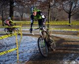 Trebon takes a slick corner fast at Cincinnati Kings International Cyclocross. © Cyclocross Magazine