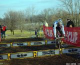 Niels bunnyhops alone at Cincinnati Kings International Cyclocross. © Cyclocross Magazine