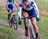 Katie Compton with two bike lengths over Katerina Nash. © Kent Baumgardt