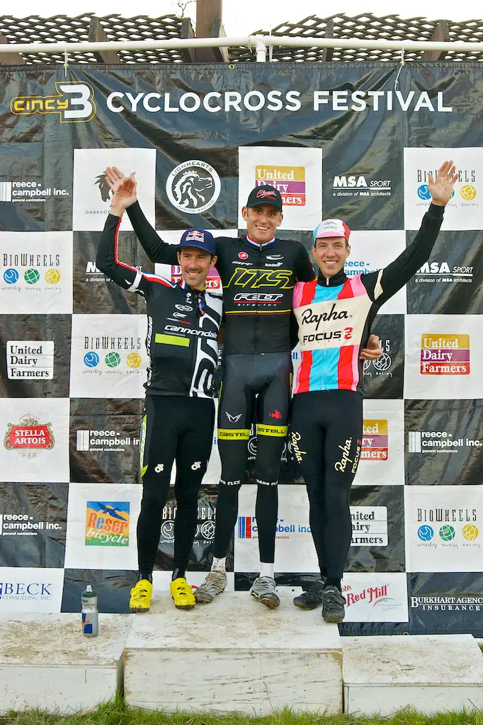 A familiar sight on U.S. cyclocross podiums: Johnson, Trebon and Powers. ©Jeffery Jakucyk 