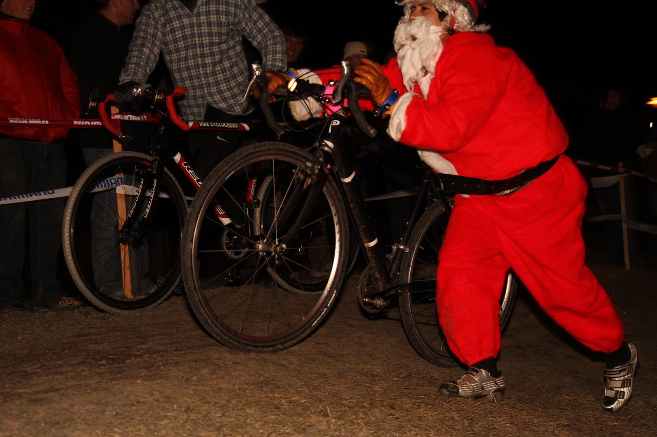 Two santas battled on the course.  ? Janet Hill 