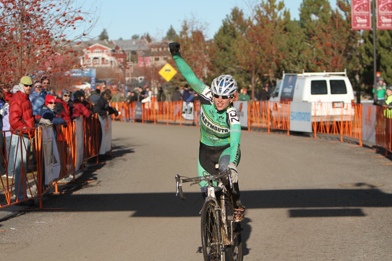 Arielle Filiberti from Dartmouth wins the D2 Collegiate Women Cyclocross National Championships. ? Janet Hill