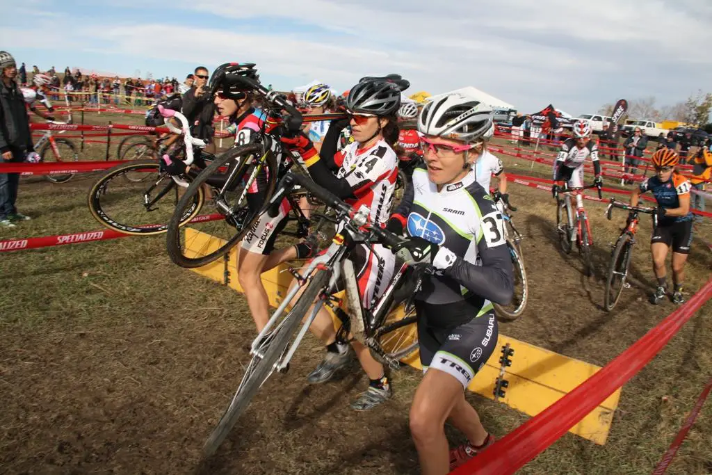 Mountain biker and Boulder local Heather Irmiger on the barriers. © P Guerra