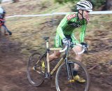 Boo Bicycles' Troy Evans pushes his bamboo singlespeed up the climb. © Cyclocross Magazine