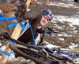 The course builders were busy maintaining stakes and course tape ©Janet Hill