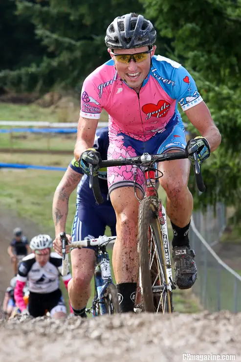 Sam Nicoletti tops the first gravel section of the main climb. ©Pat Malach