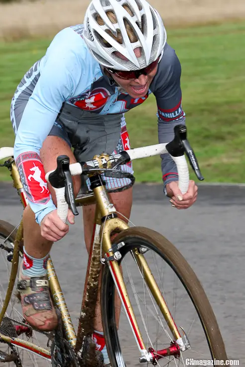 Tina Brubaker charges up a pavement section. She finished second. ©Pat Malach