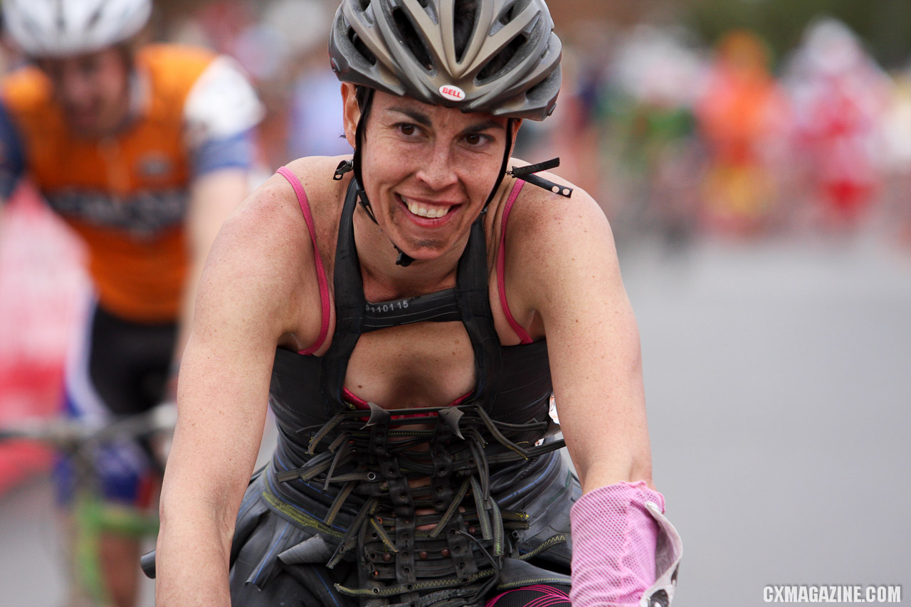 Brigette Brown was happy at the end of her third-place ride Sunday. ©Pat Malach