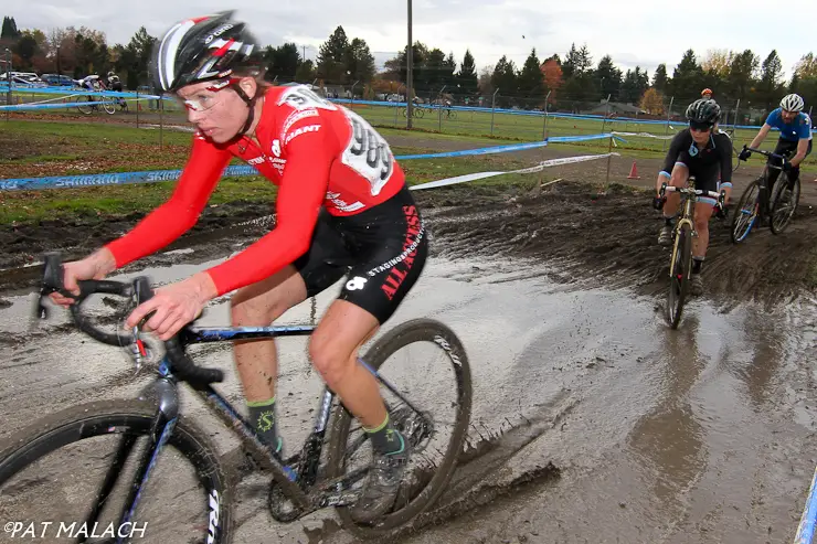 Serena Bishop Gordon leads Winberry into a mud bog. © Pat Malach