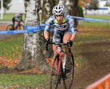 Alexanda Burton rides through the wooded section. © Pat Malach