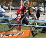 Junior Sam Rosenberg takes the barriers in the Men's A race. © Pat Malach