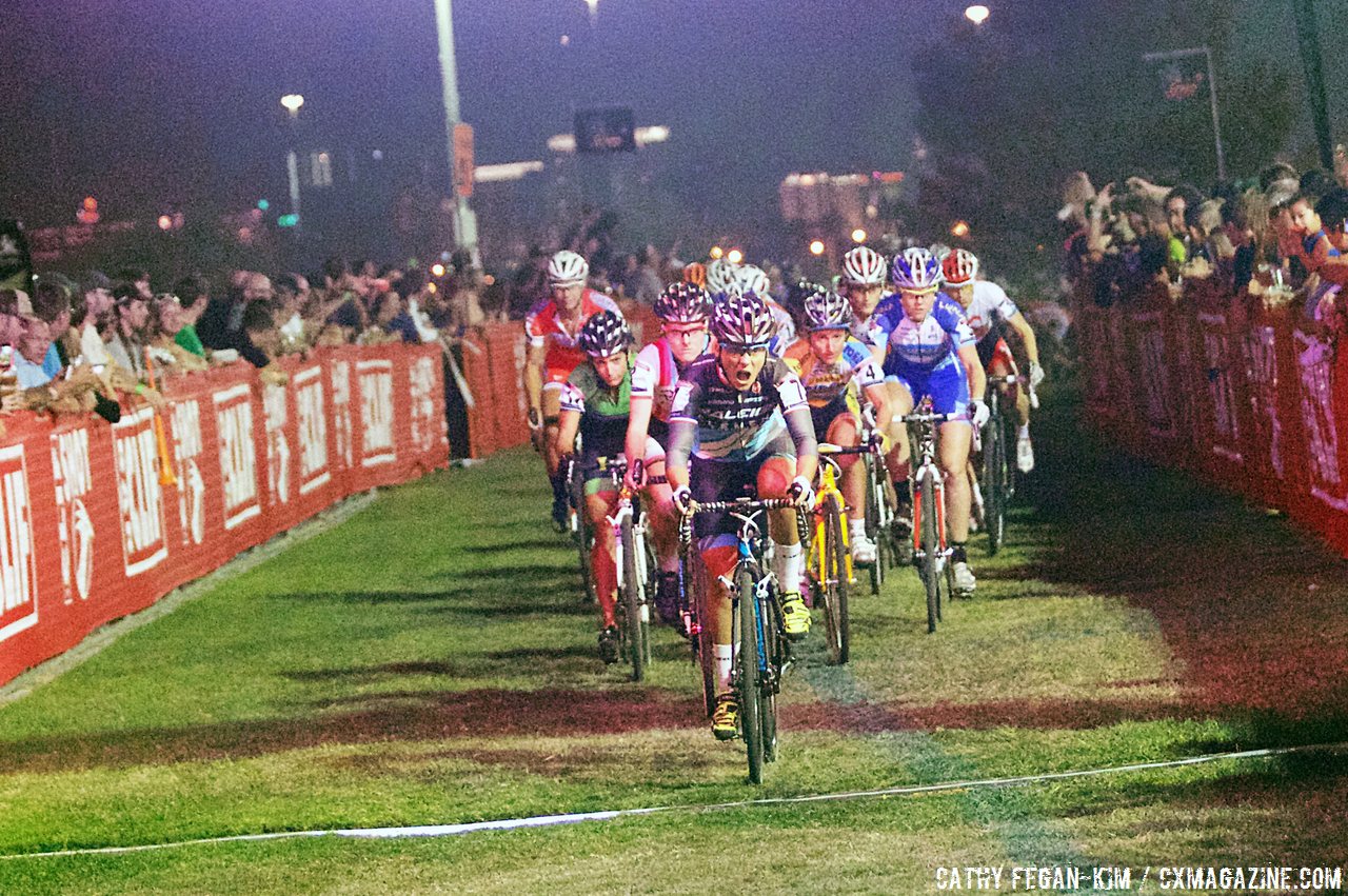 Mani snagging the holeshot at Cross Vegas 2013. © Cathy Fegan-Kim / Cyclocross Magazine