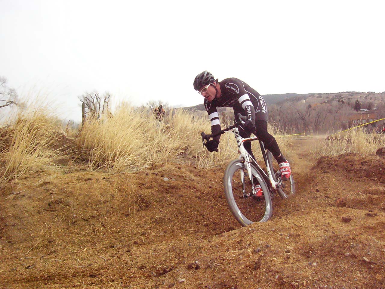 A rider winds along the trail through the wood chips ? Ryan Hamilton