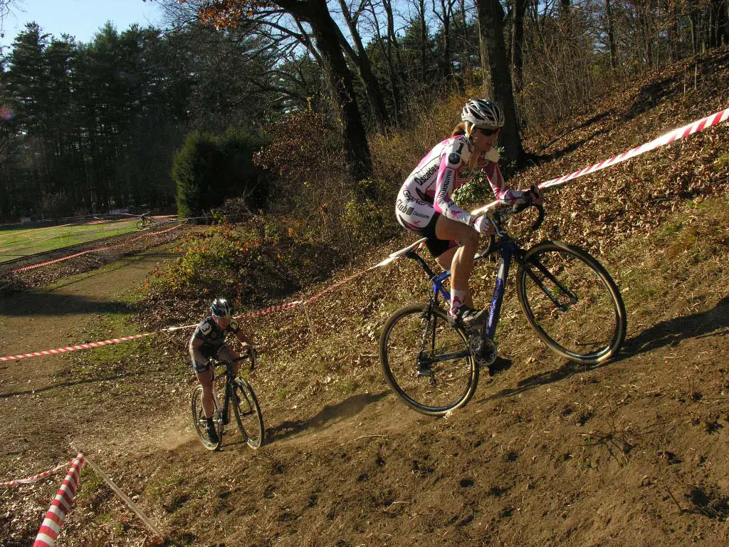 Elliott and Van Gilder chase on the climb that had many women carrying their bikes.? Paul Weiss       