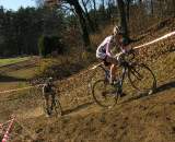 Elliott and Van Gilder chase on the climb that had many women carrying their bikes.? Paul Weiss       