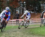 Elite Series leader Justin Lindine (bikereg.com/Joe’s Garage/Scott) leads U-23 Series leader Nick Keough (Champion System p/b Keough Cyclocross) early on © Natalia Boltukhova | Pedal Power Photography | 2010