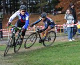 Early on, Sally Annis (crossresults.com p/b JRA Cycles) attacked repeatedly, but Van Gilder (C3/Athletes Serving Athletes) wouldn’t let her get away © Natalia Boltukhova | Pedal Power Photography | 2010